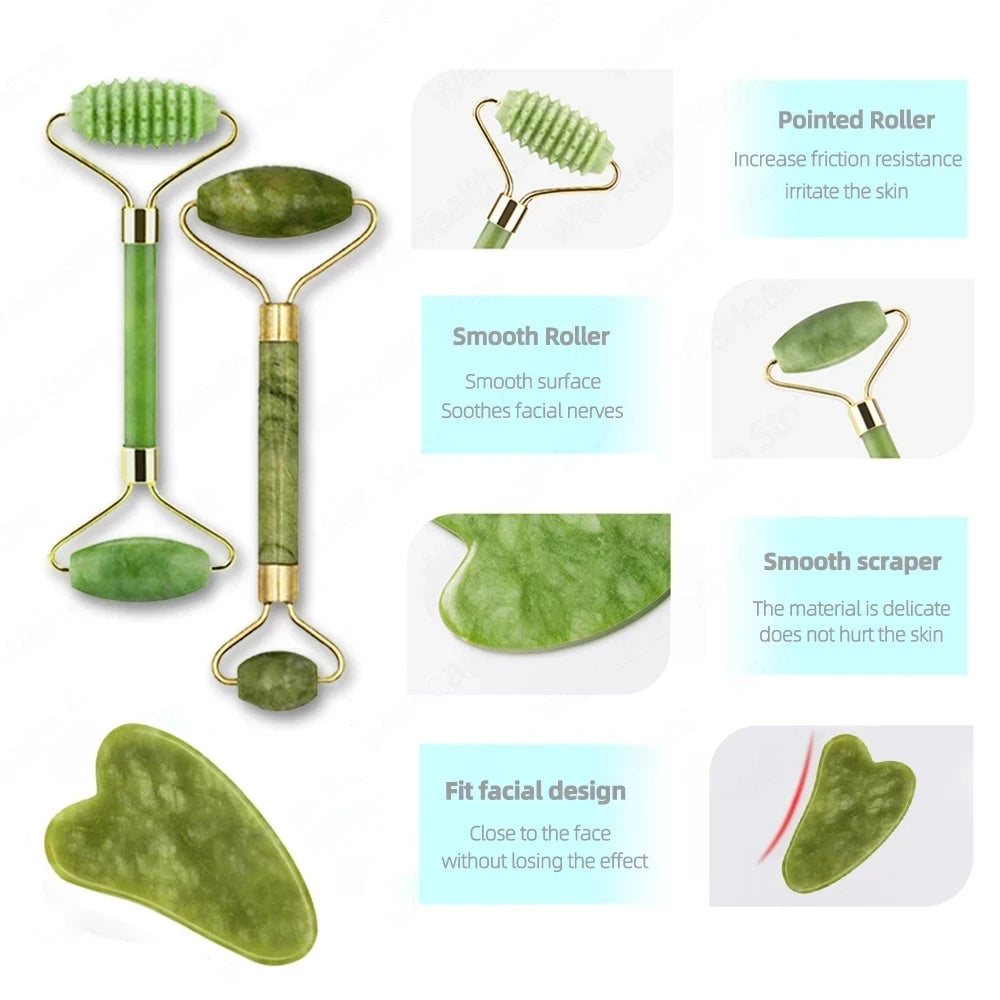 Lumara Jade Gua Sha & Face Roller Massage Kit