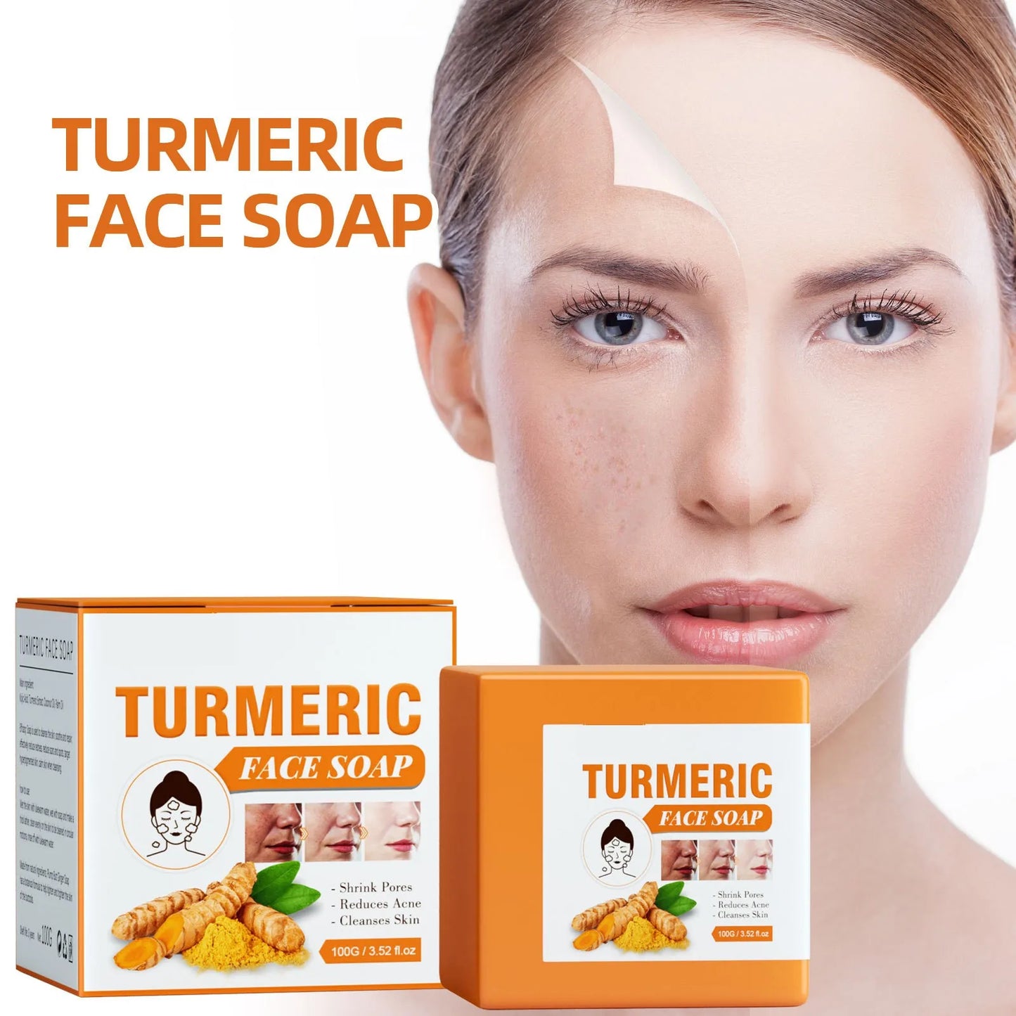 Soap Bar For Face & Body,Underarms,Reduces Acne Fine Lines,Fades ,Face WashSoap Repairing Smoothing Skin Turmeric Face Soap