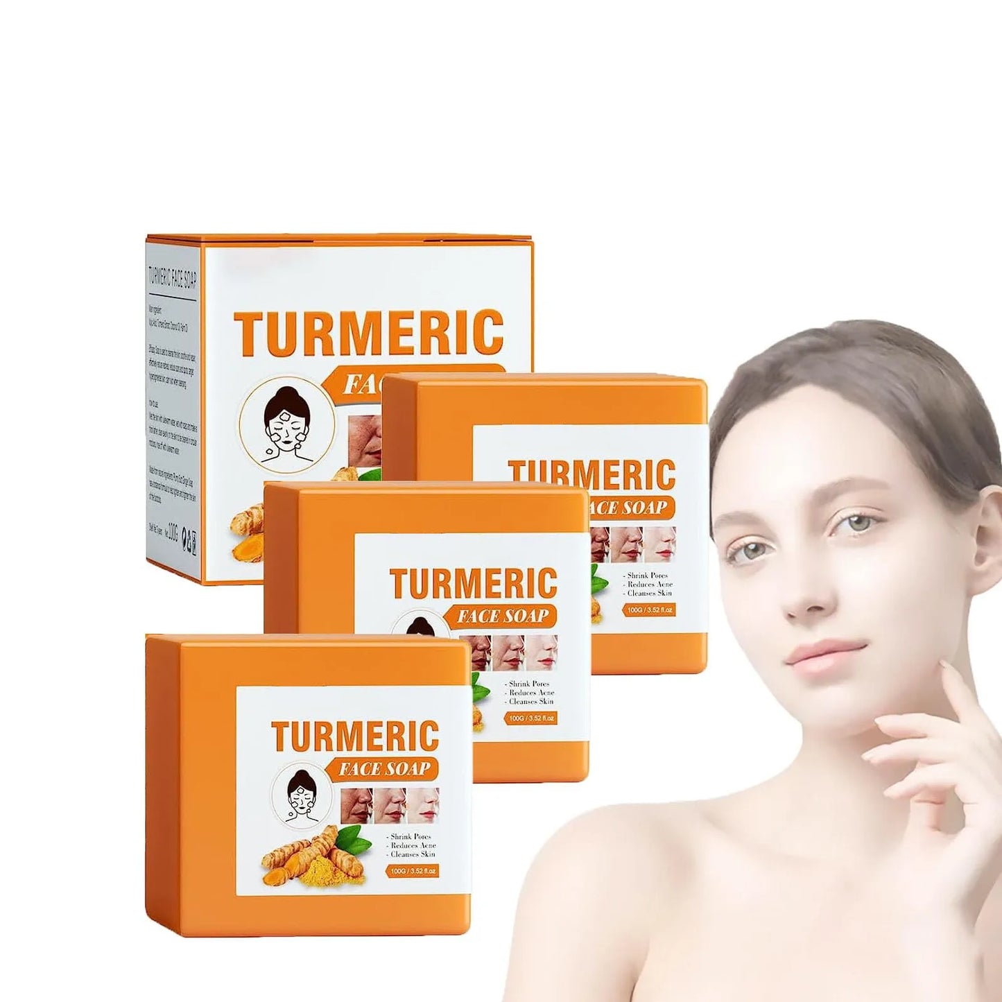 Soap Bar For Face & Body,Underarms,Reduces Acne Fine Lines,Fades ,Face WashSoap Repairing Smoothing Skin Turmeric Face Soap