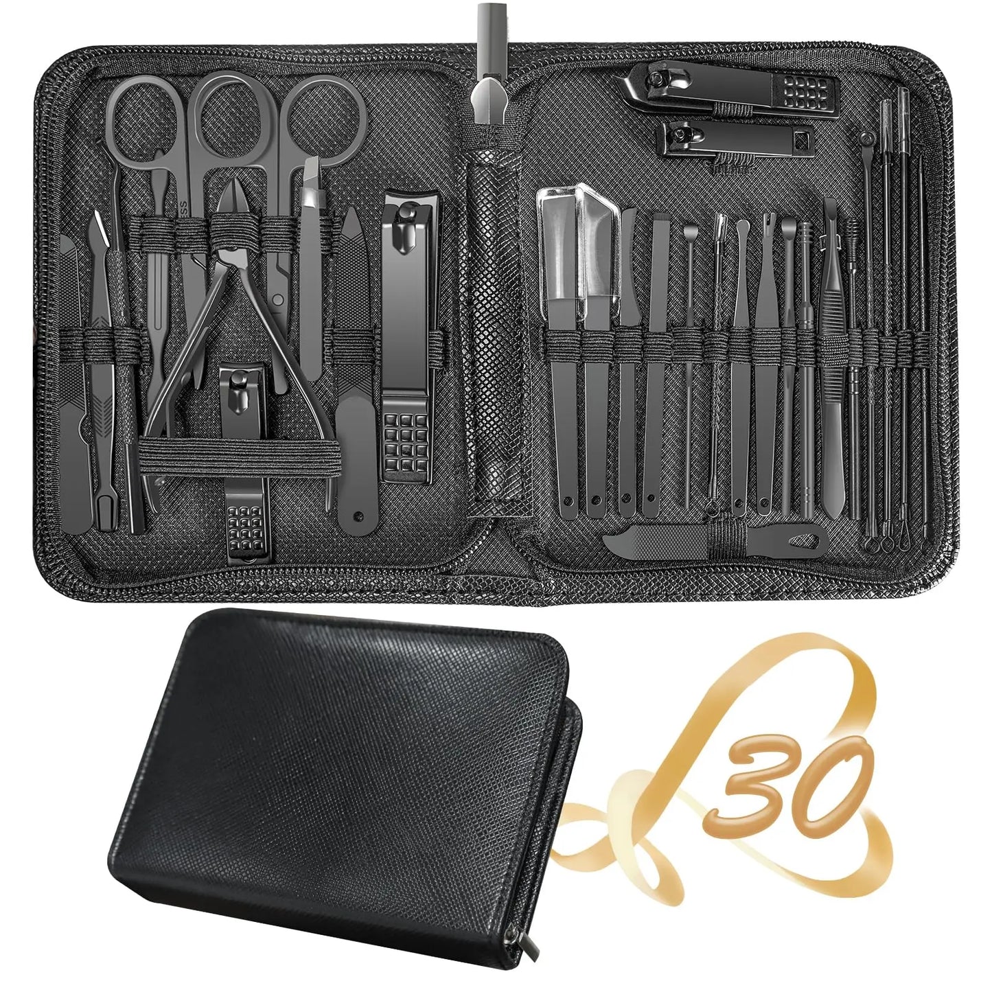 Lumara 30-Piece Nail Clippers & Grooming Kit with Travel Case